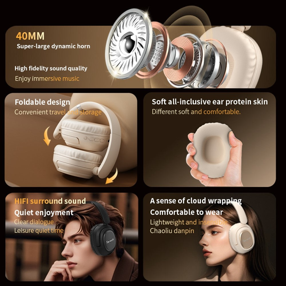 BH900 Trådløse Bluetooth-kompatible Gaming Hovedtelefoner Hi-Fi Stereo In-Ear Støjreducerende 40MM Driver Headset