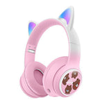 AKZ AKZ-02D Glowing Cat Ear Headphone Bluetooth-Compatible Wireless Deep Bass Gaming Headset