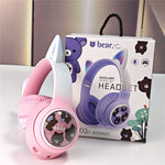 AKZ AKZ-02D Glowing Cat Ear Headphone Bluetooth-Compatible Wireless Deep Bass Gaming Headset