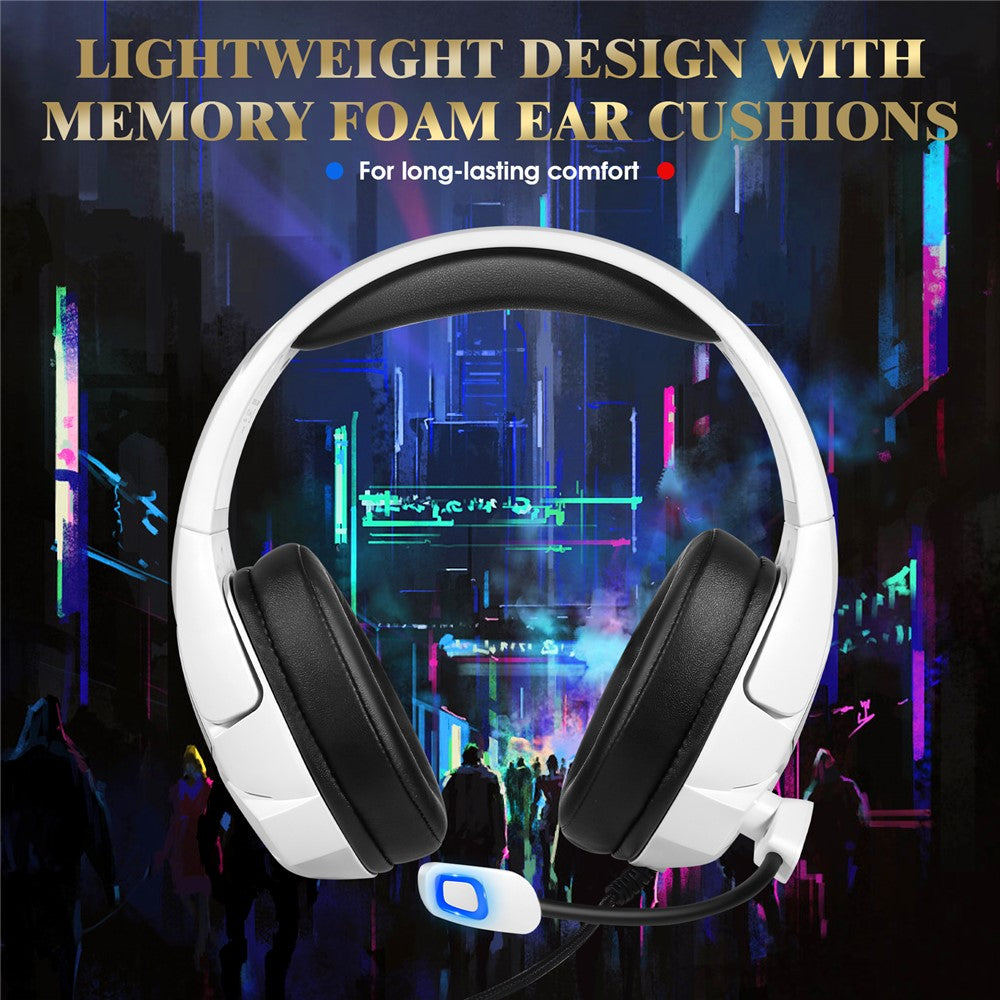 KOTION EACH G3000 For PS4 / PS5 / PC Gaming Headset RGB Light Wired Headphone with Splitter Cable