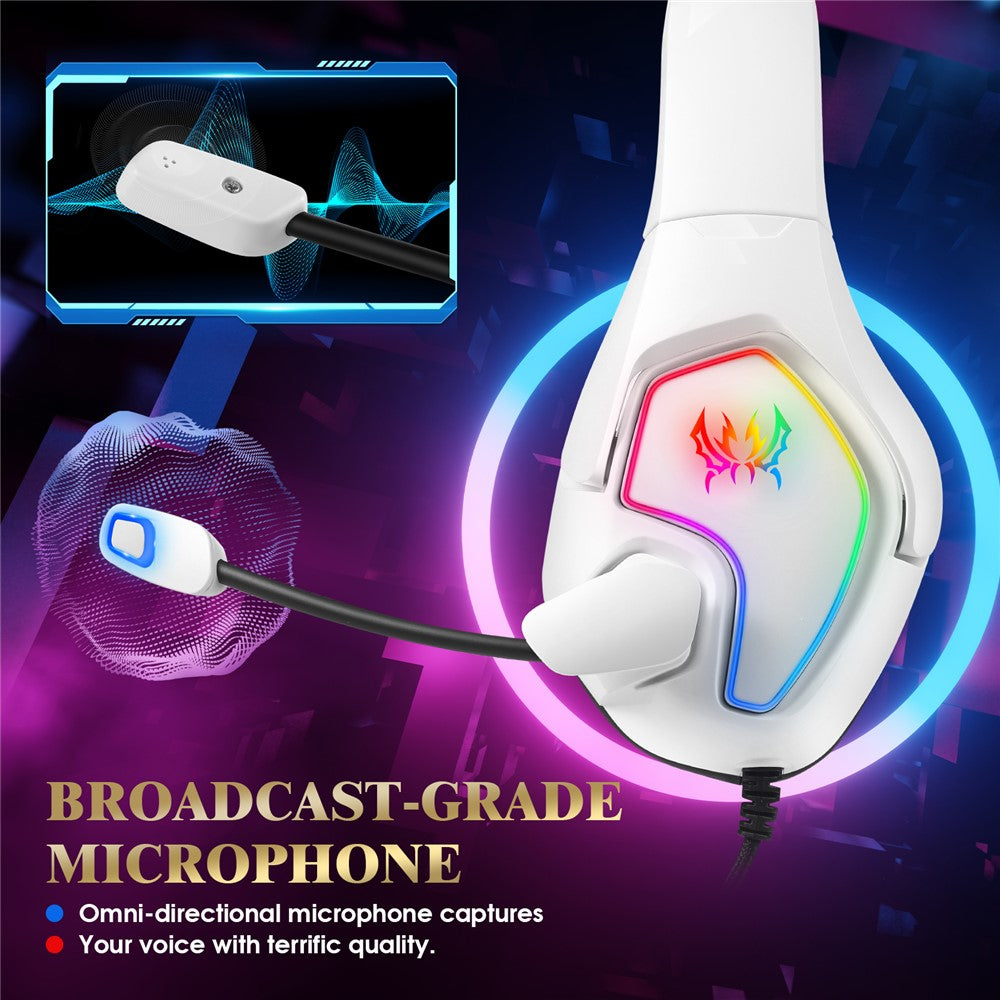 KOTION EACH G3000 For PS4 / PS5 / PC Gaming Headset RGB Light Wired Headphone with Splitter Cable