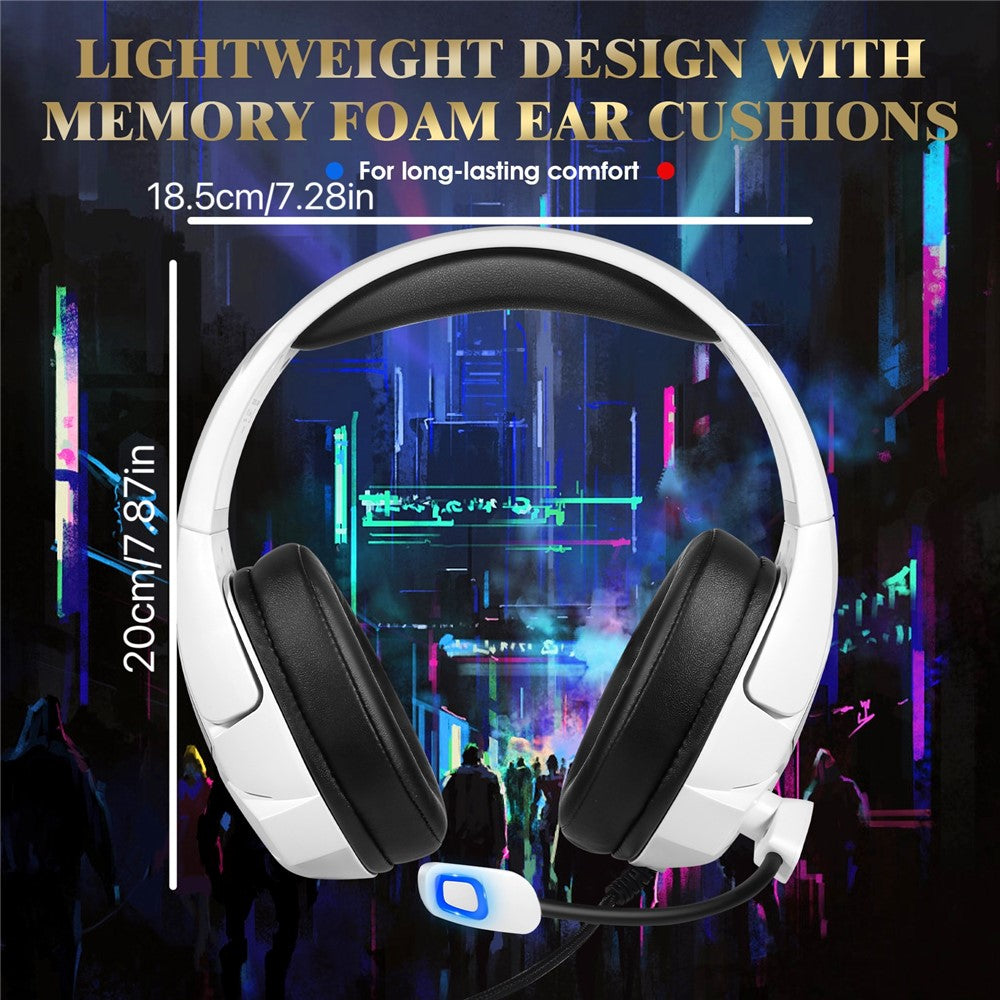 KOTION EACH G3000 For PS4 / PS5 / PC Gaming Headset RGB Light Wired Headphone with Splitter Cable