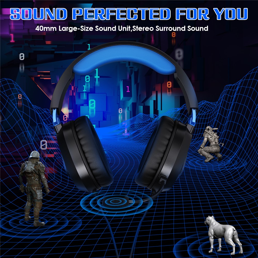 KOTION EACH G3100 för PS4 / PS5 / Nintendo Switch Gaming Headset Trådbundna hörlurar med mikrofon