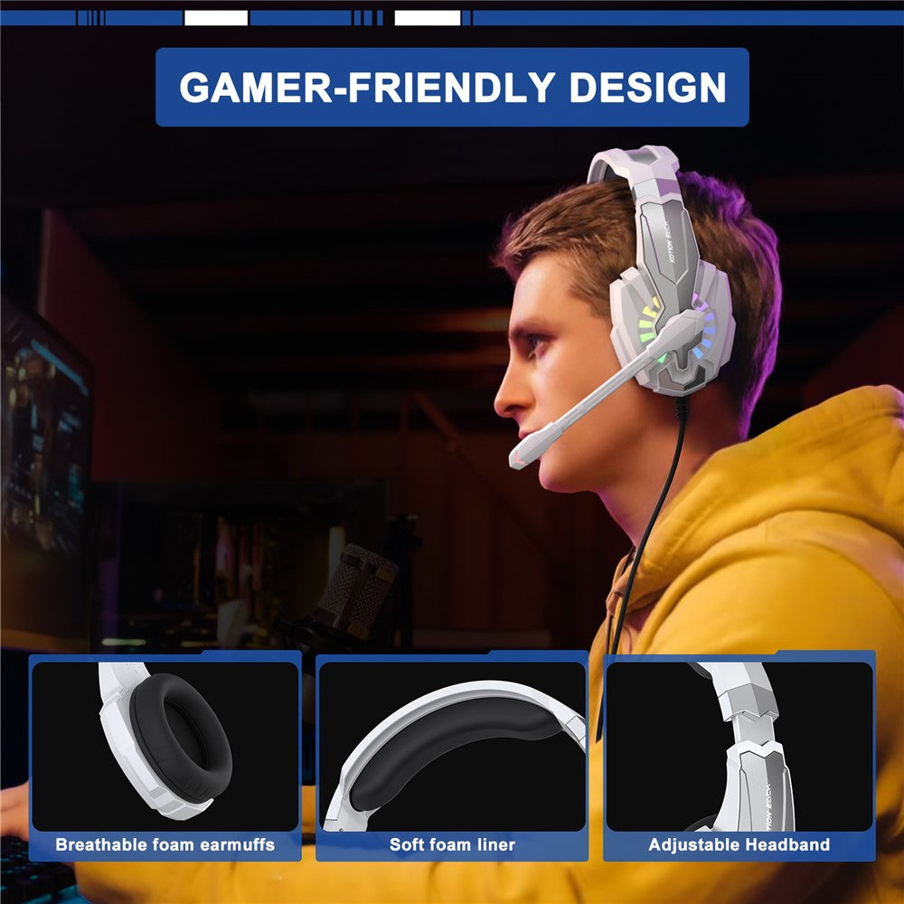 KOTION EACH G9000 Plus Gaming Headset Kablet Computer RGB Belysning Over-Ear Hovedtelefon med Mikrofon