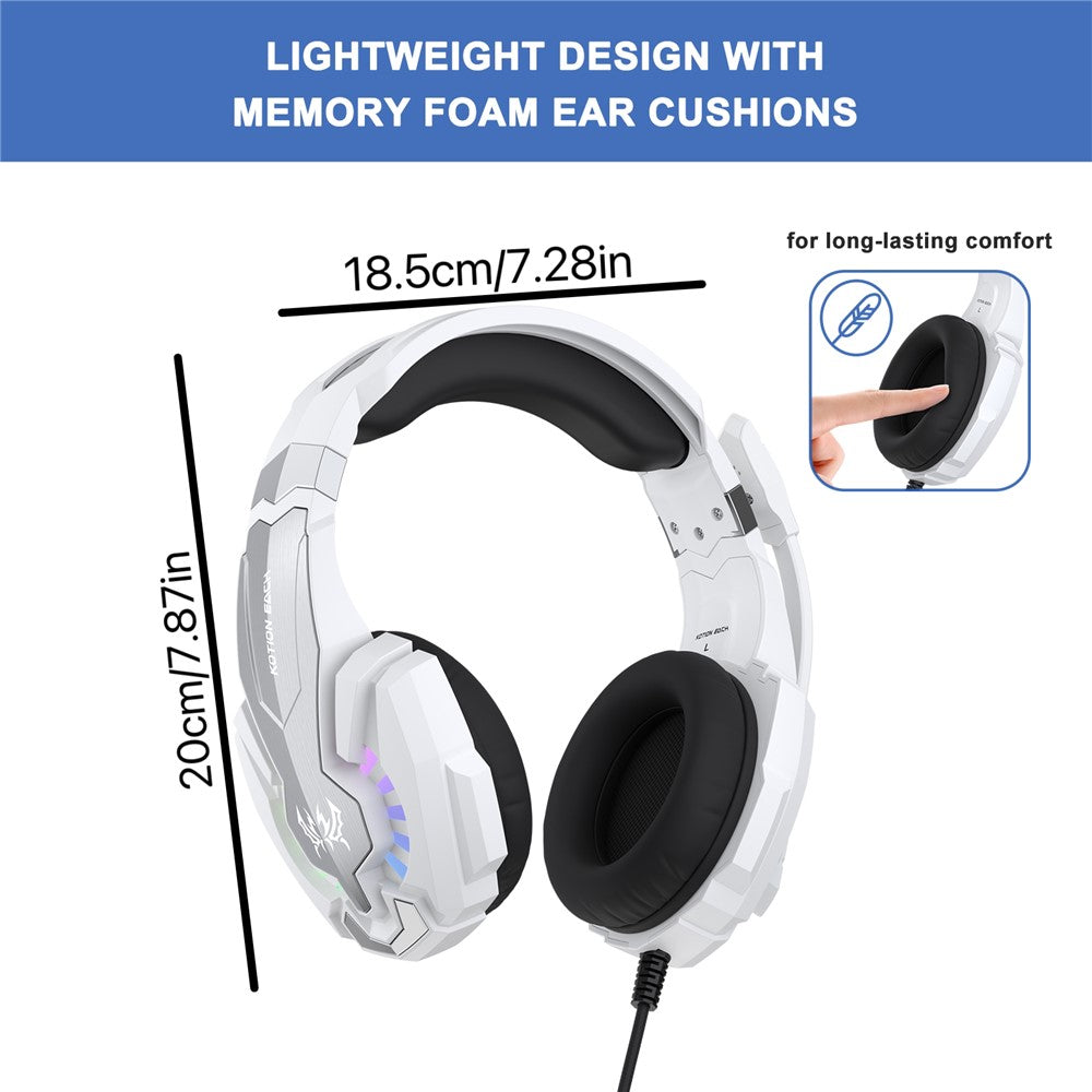 KOTION EACH G9000 Plus Gaming Headset Kablet Computer RGB Belysning Over-Ear Hovedtelefon med Mikrofon