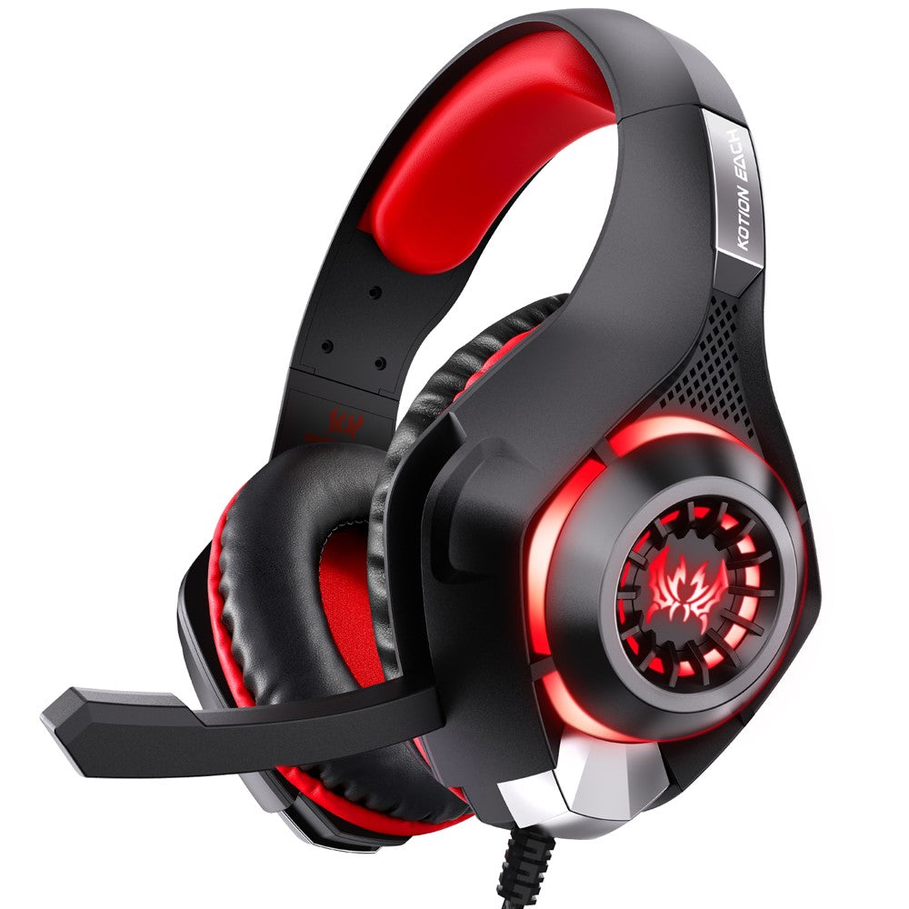 KOTION EACH GS400 LED Light Gaming Headset Kablet Over-Ear Høretelefon med Lydadapterkabel til PC / PS4 / PS5