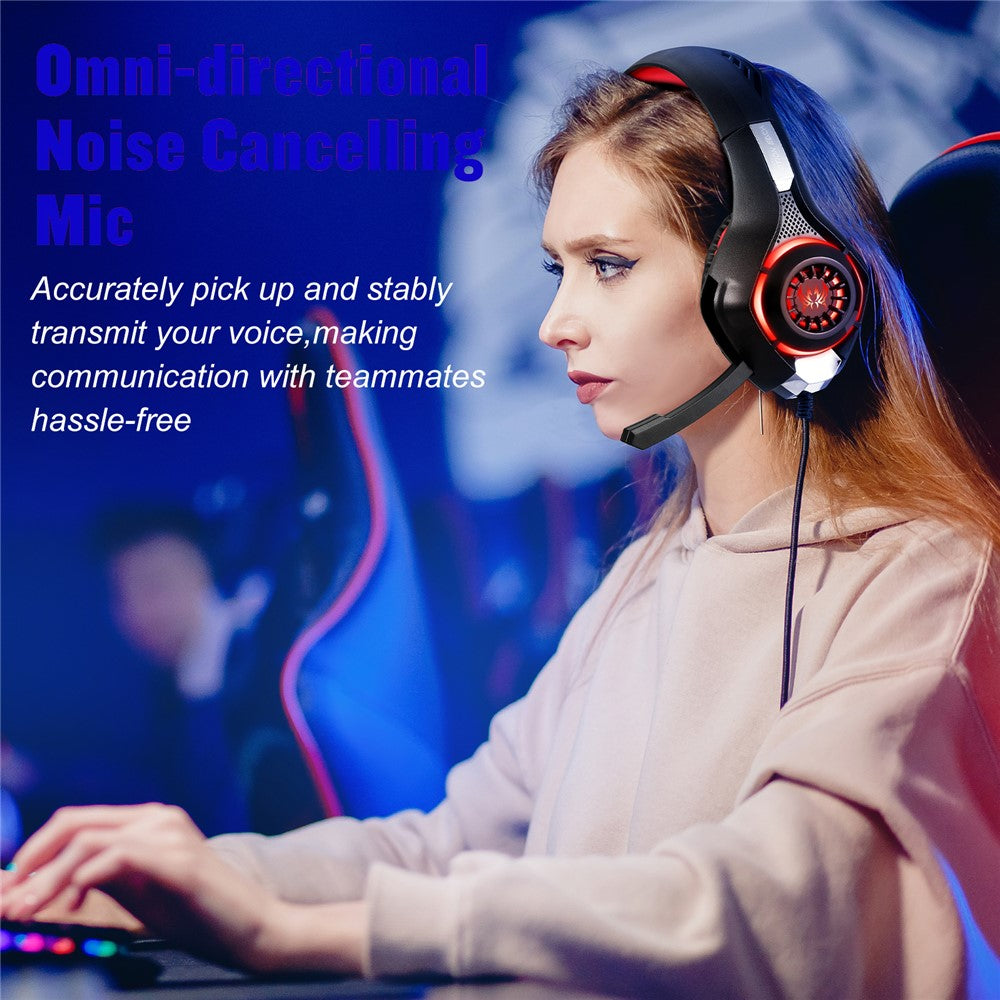 KOTION EACH GS400 LED Light Gaming Headset Kablet Over-Ear Høretelefon med Lydadapterkabel til PC / PS4 / PS5