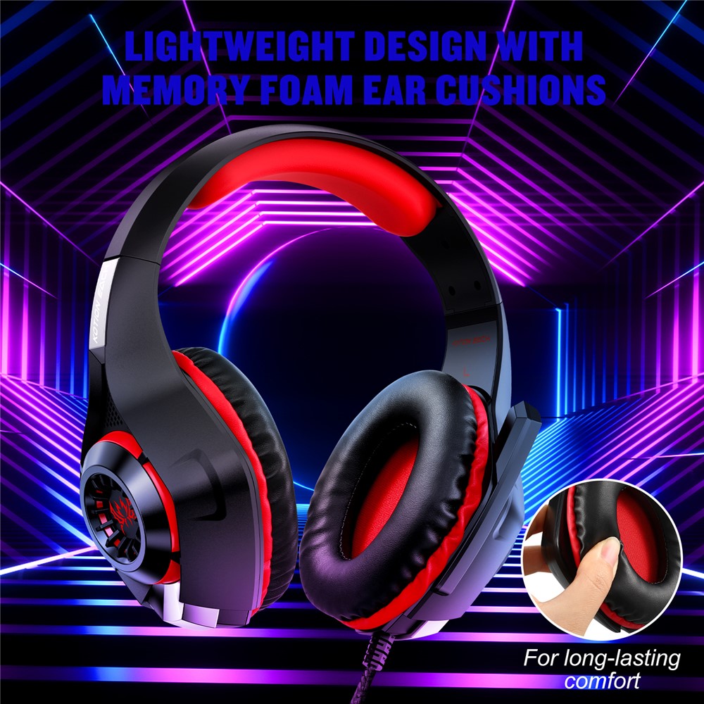 KOTION EACH GS400 LED Light Gaming Headset Kablet Over-Ear Høretelefon med Lydadapterkabel til PC / PS4 / PS5