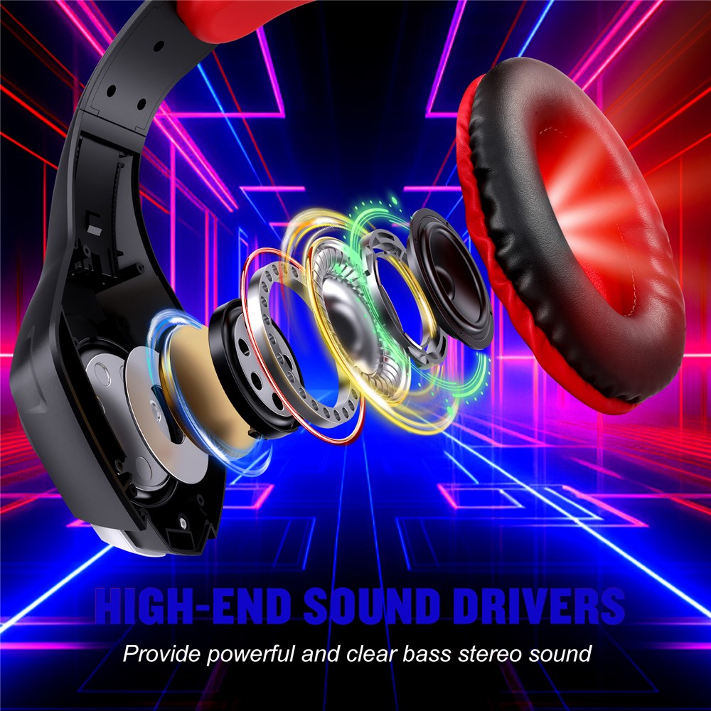 KOTION EACH GS400 LED Light Gaming Headset Kablet Over-Ear Høretelefon med Lydadapterkabel til PC / PS4 / PS5