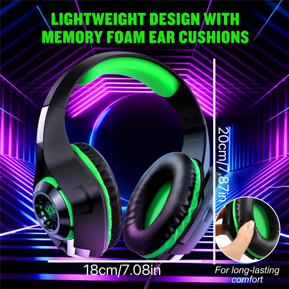 KOTION EACH GS400 LED Light Gaming Headset Kablet Over-Ear Høretelefon med Lydadapterkabel til PC / PS4 / PS5