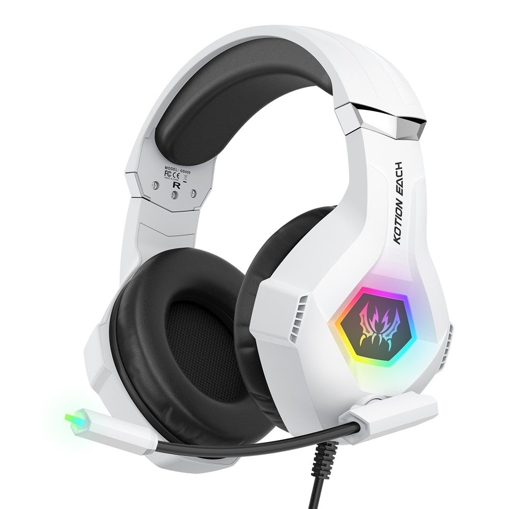 KOTION EACH GS450 Gaming Headset til PS4 / PS5 / PC RGB Kablet Over-Ear Høretelefon med Adapterkabel