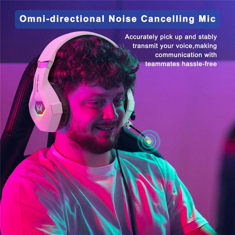 KOTION EACH GS450 Gaming Headset til PS4 / PS5 / PC RGB Kablet Over-Ear Høretelefon med Adapterkabel