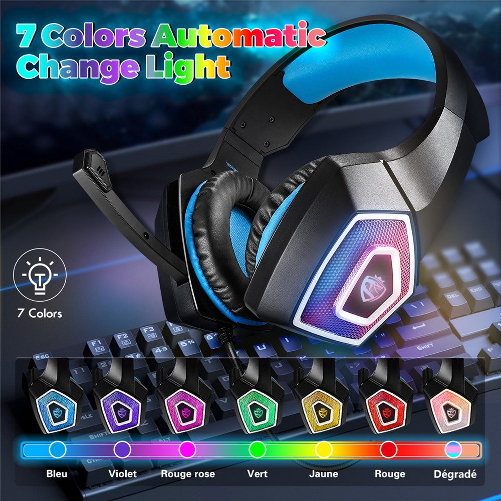 KOTION EACH V-1 Gaming Headset RGB Light Wired Computer Headphone with Adapter Cable