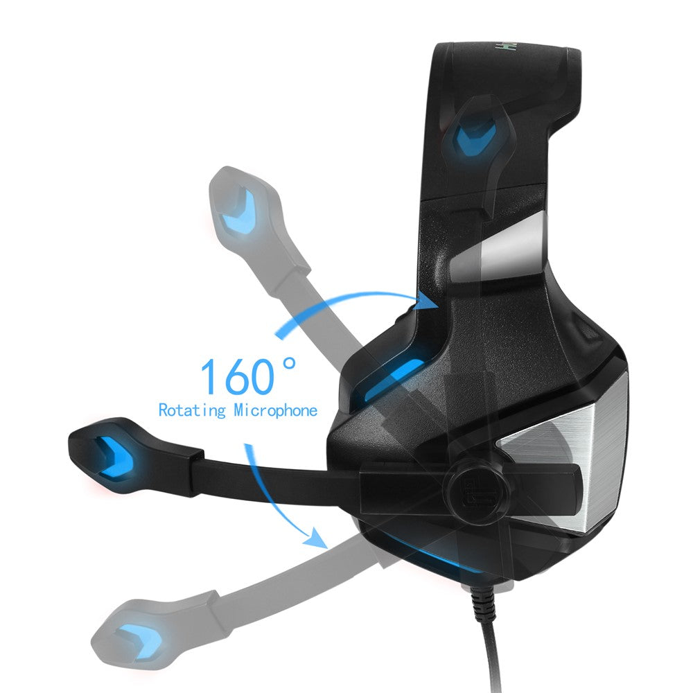 KOTION EACH V-3 Wired Gaming Headset for PS4 / PS5 LED Light Heavy Bass Over-Ear Headphone with Adapter Cable