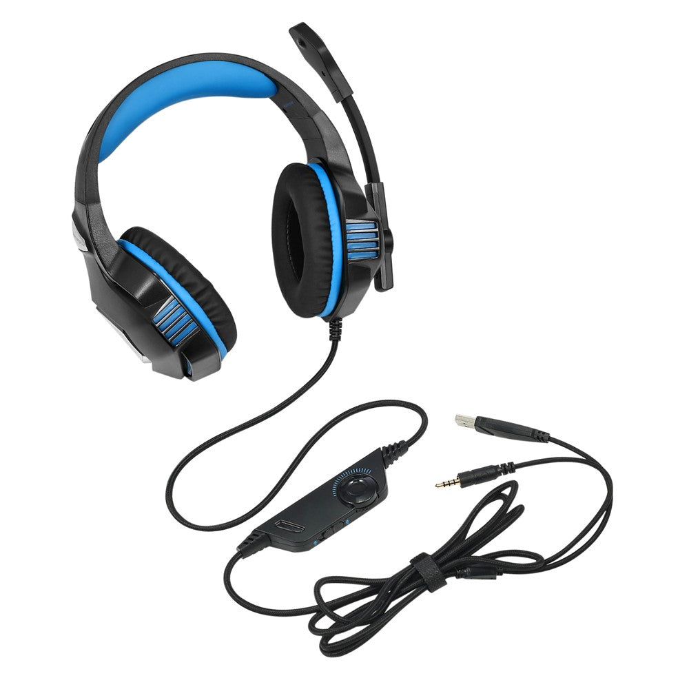 KOTION EACH V-3 Wired Gaming Headset for PS4 / PS5 LED Light Heavy Bass Over-Ear Headphone with Adapter Cable