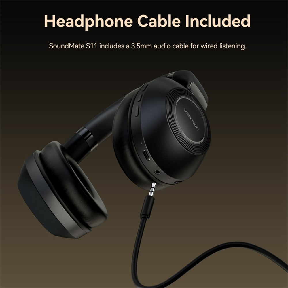 VENTION NBBB0 Soundmate S11 Wireless Headphones BT On-Ear Headset with Microphone for Home / Office