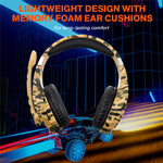 KOTION EACH G9000 Pro Camouflage Pattern Gaming Headset for PC Wired Headphones with Mic and LED Light