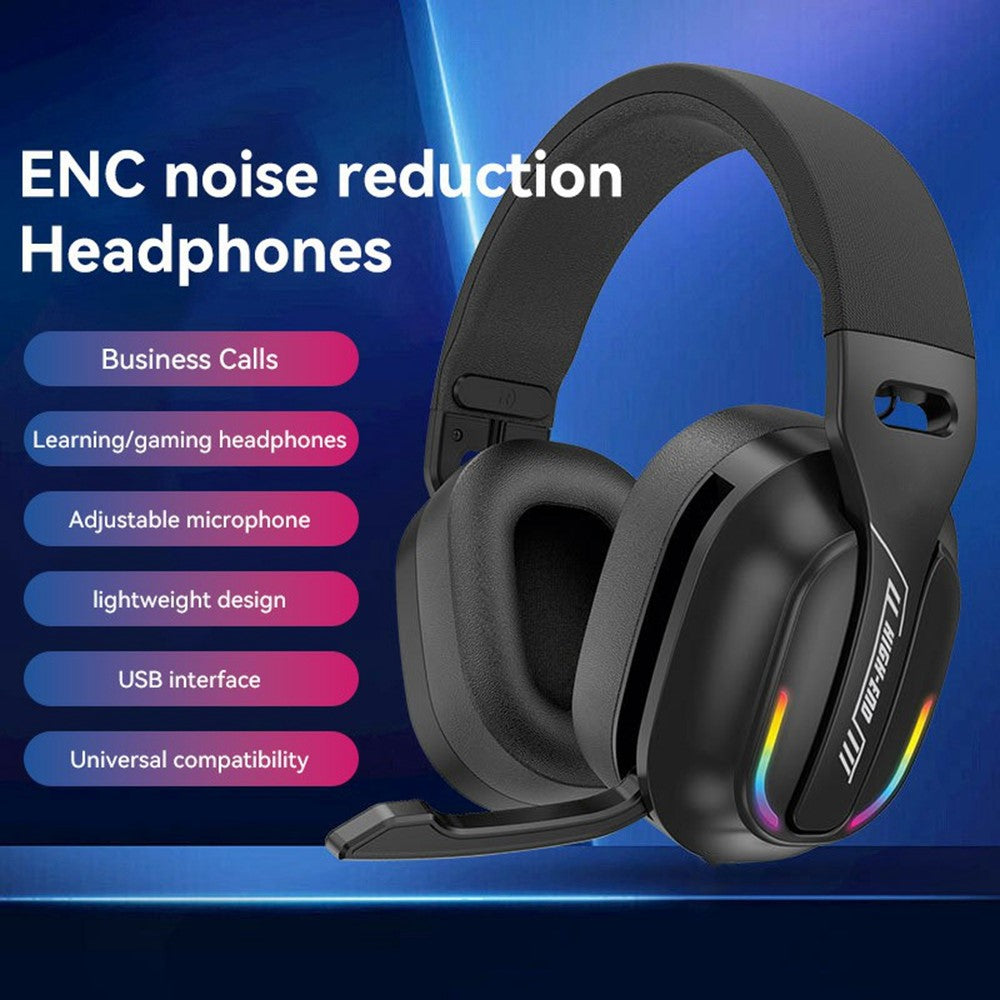 GT100 2.4G / Bluetooth-Compatible / Wired Gaming Headset RGB Light E-Sports Music Over-ear Headphone