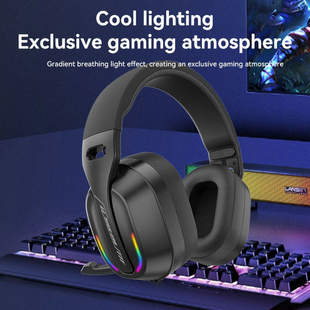GT100 2.4G / Bluetooth-Compatible / Wired Gaming Headset RGB Light E-Sports Music Over-ear Headphone