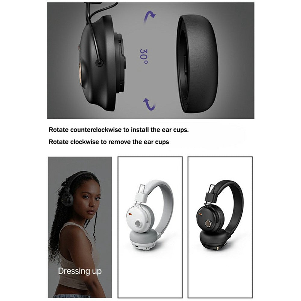 FUNK High Fidelity ANC Bluetooth-Compatible Headphone Surround Sound Headset with AAC Codec and Microphone