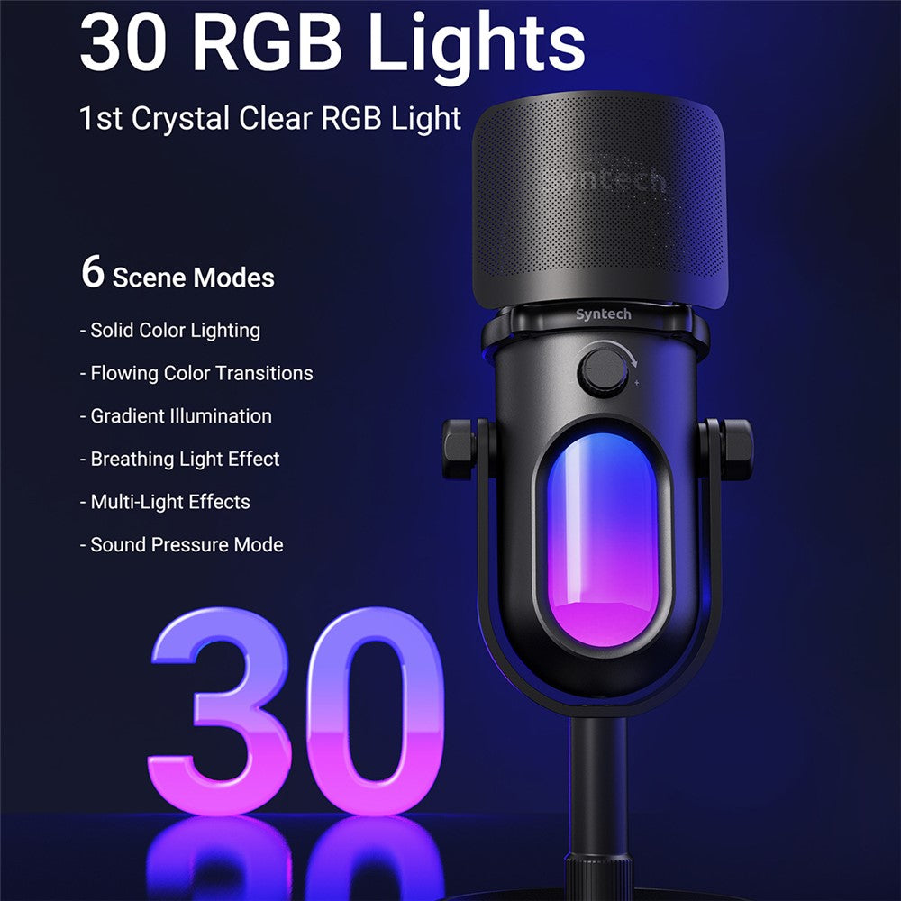 SYNTECH M100 RGB Capacitor Gaming Microphone HiFi Recording Studio-Level Audio Mic for Gaming / Live Streaming