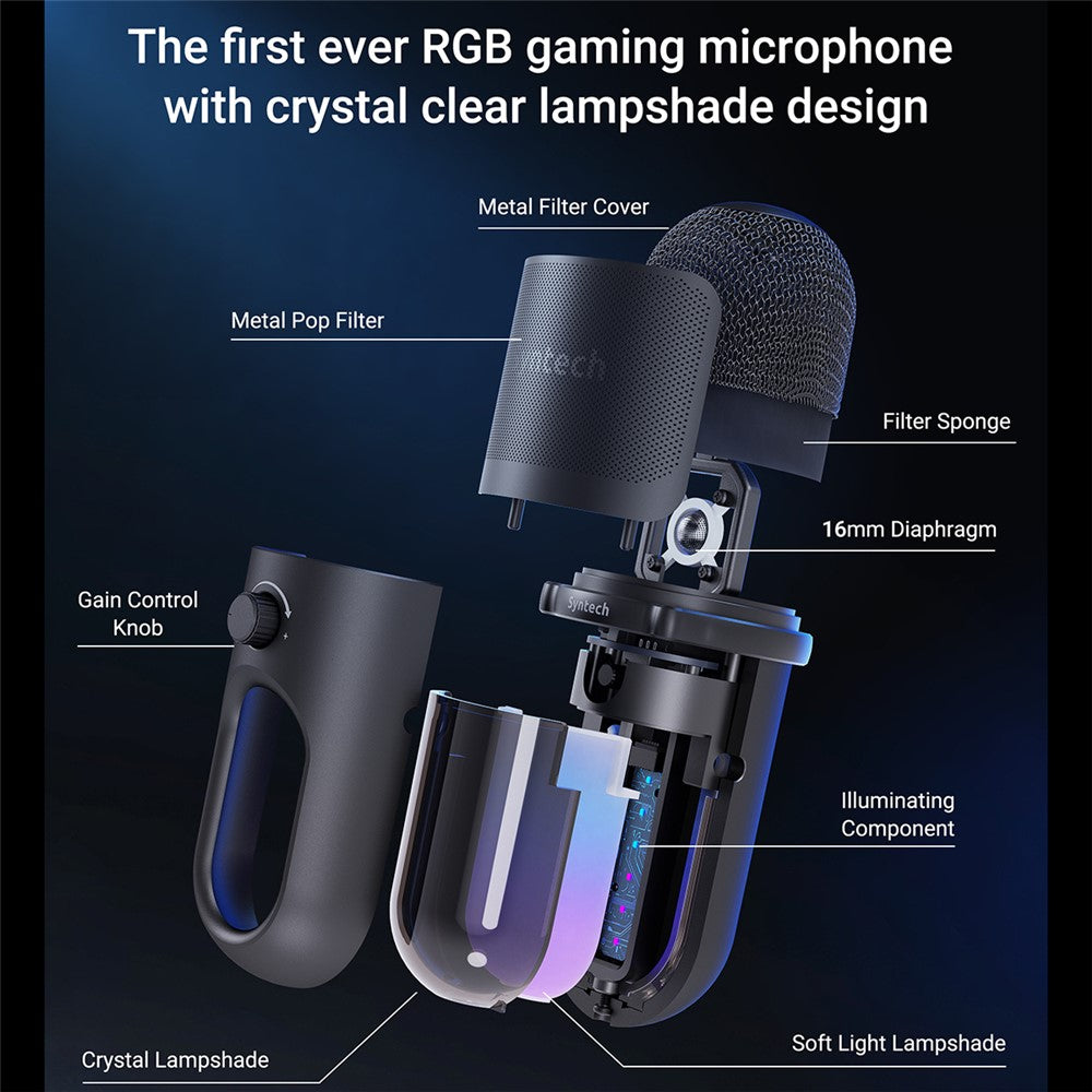 SYNTECH M100 RGB Capacitor Gaming Microphone HiFi Recording Studio-Level Audio Mic for Gaming / Live Streaming