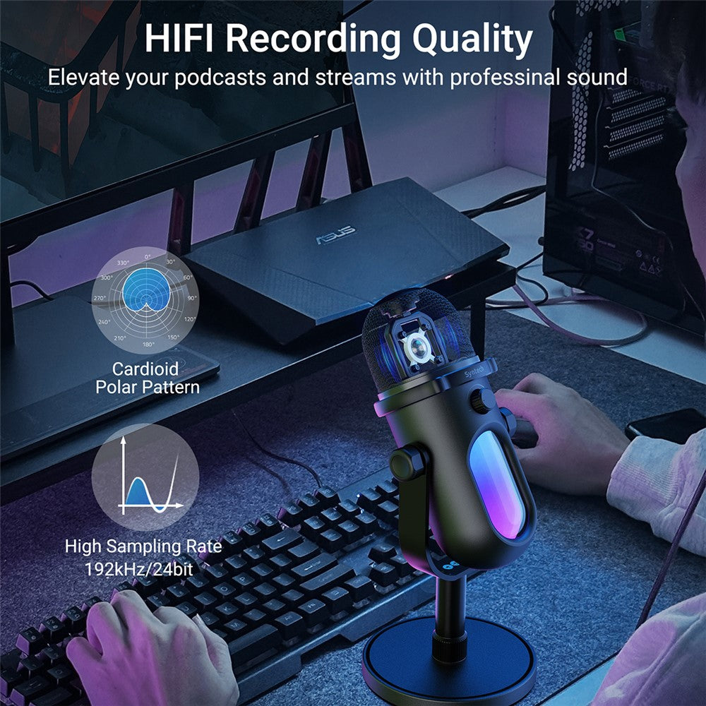 SYNTECH M100 RGB Capacitor Gaming Microphone HiFi Recording Studio-Level Audio Mic for Gaming / Live Streaming