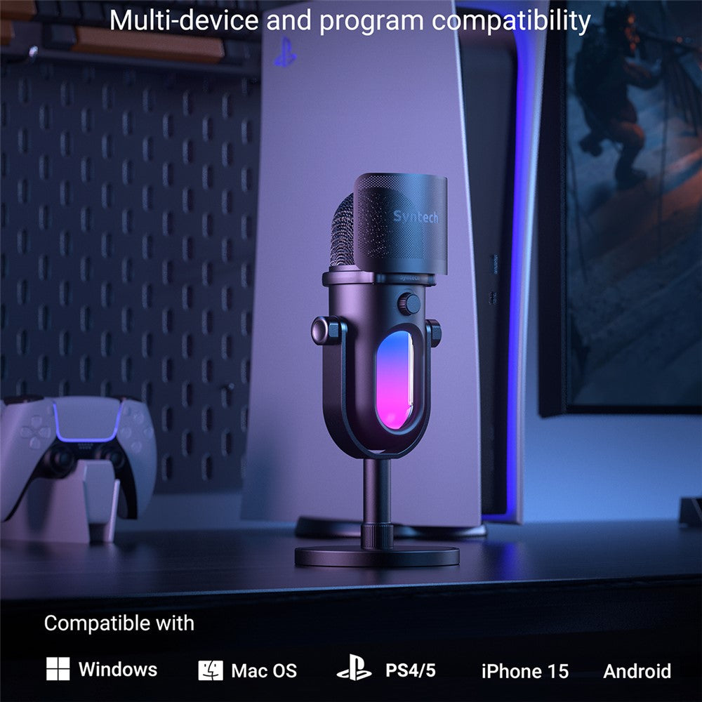 SYNTECH M100 RGB Capacitor Gaming Microphone HiFi Recording Studio-Level Audio Mic for Gaming / Live Streaming