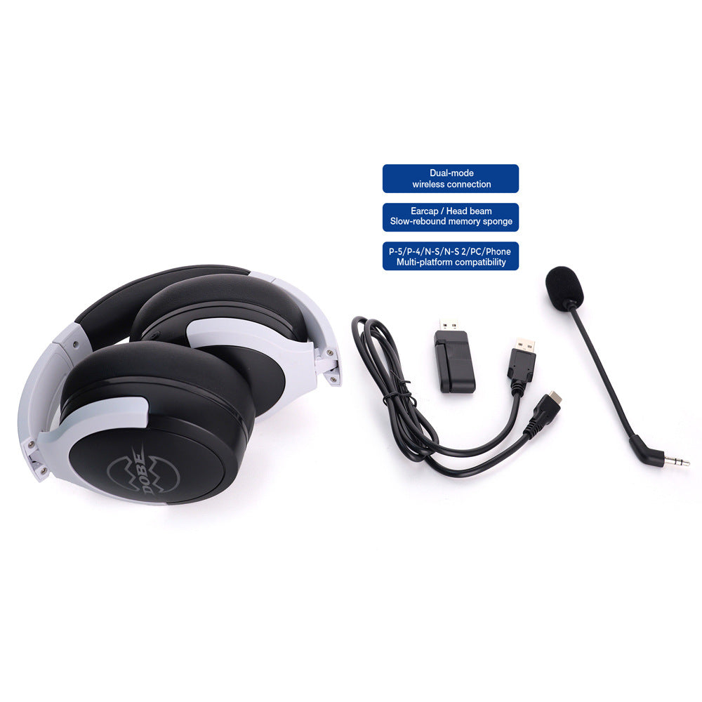 DOBE FOMIS ELECTRONICS TP5-5515 trådløst gamingheadset 2.4G Bluetooth-kompatible hovedtelefoner med RGB LED-mikrofon til PS5/PS4/Nintendo Switch/PC