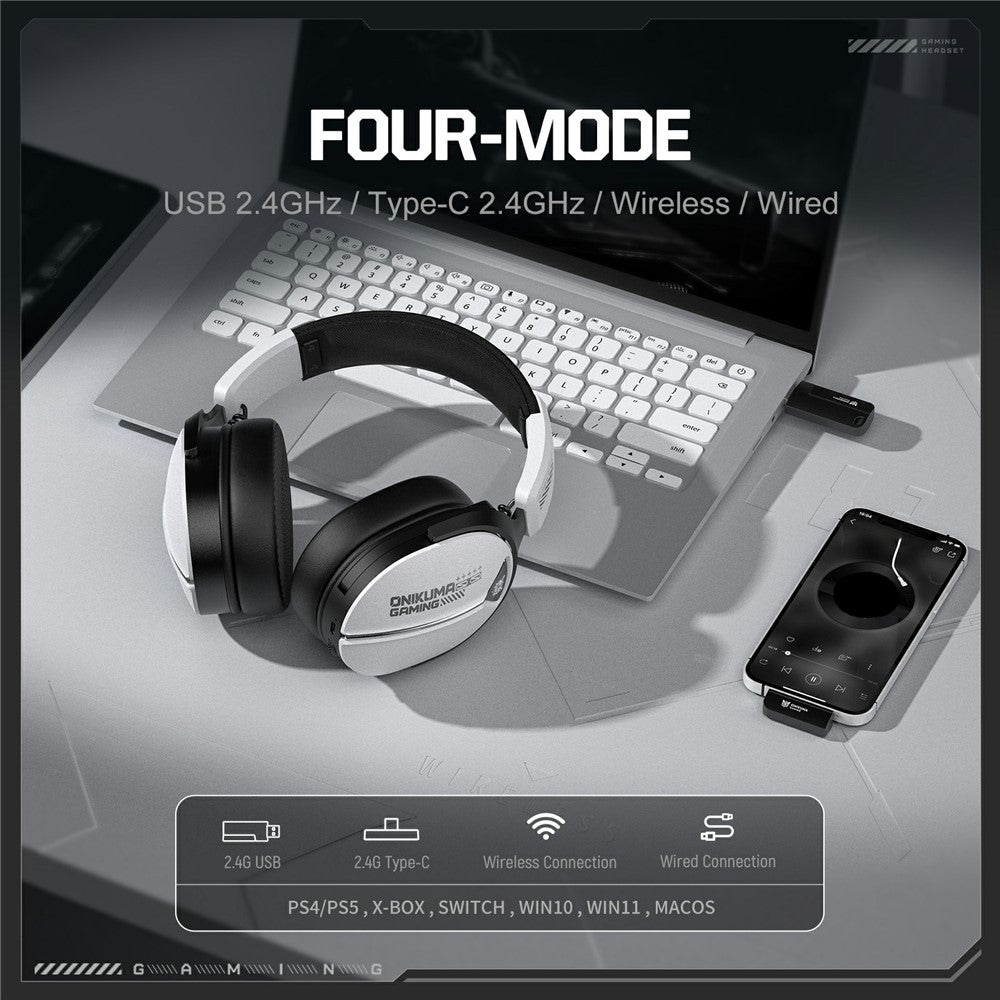 ONIKUMA GT887 Gaming Headphones with Microphone 4 Modes Wireless / Wired Over-Ear Headset