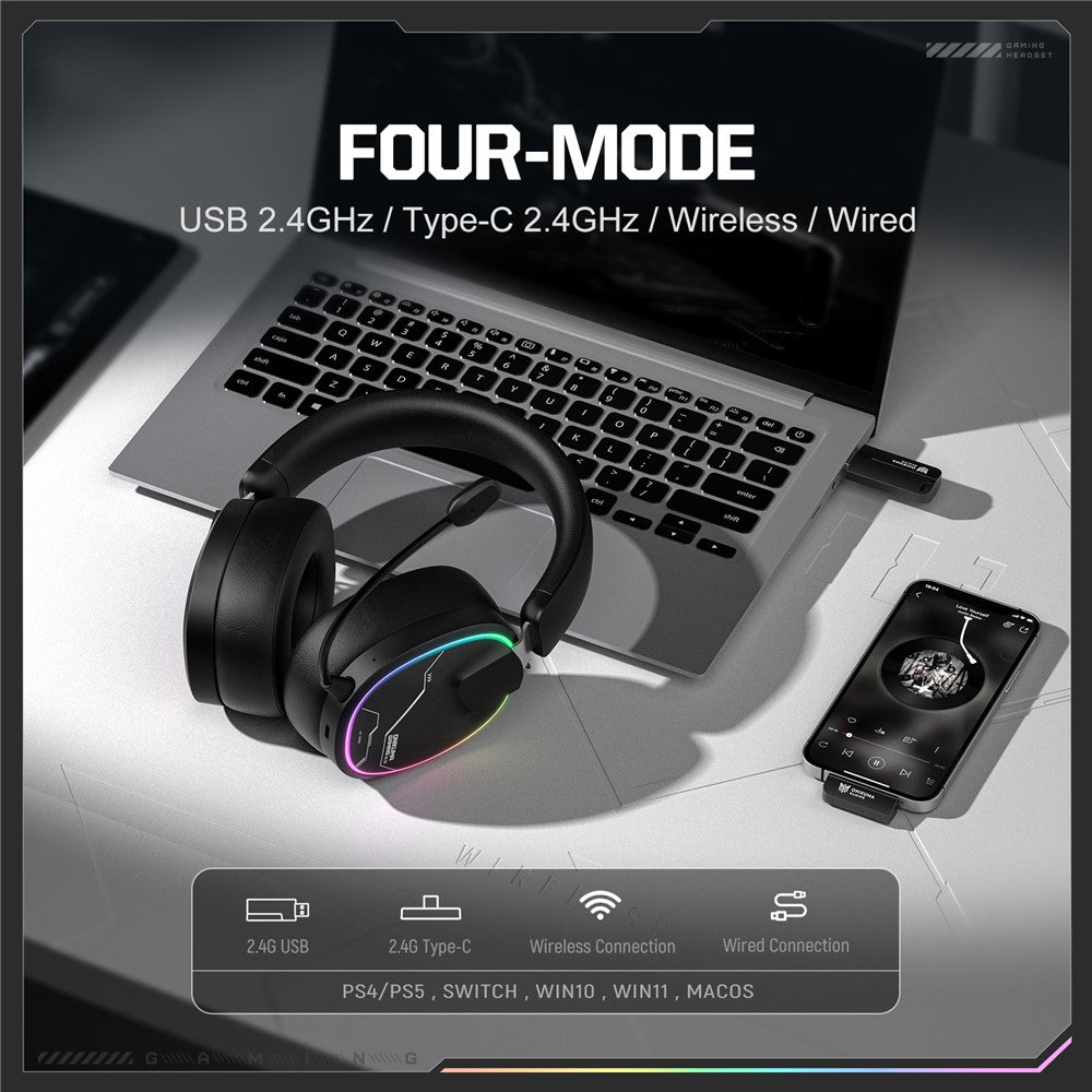 ONIKUMA GT836 Wireless Gaming Headset 4 Mode Bluetooth-Compatible Headphones with Noise Cancelling Microphone
