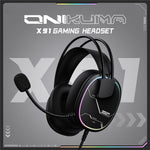 ONIKUMA X91 Gaming Headset Wired Over-Ear Headphones with Microphone RGB LED For PC  /  PS5  /  Gaming