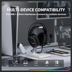 ONIKUMA X91 Gaming Headset Wired Over-Ear Headphones with Microphone RGB LED For PC  /  PS5  /  Gaming