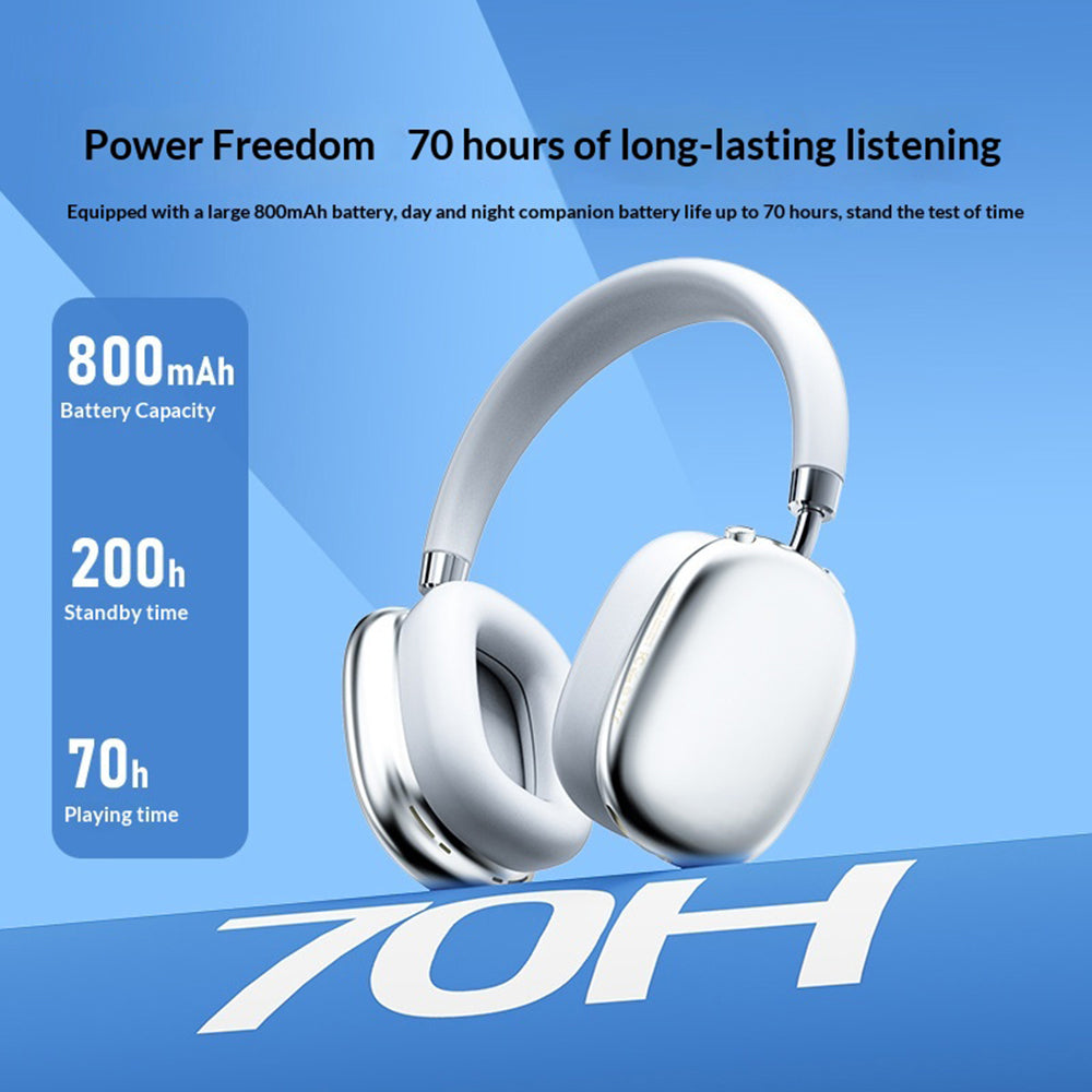 AZEADA Trådløse Bluetooth-kompatible hovedtelefoner 40 mm driver 70 timers spilletid 5.4 Metal Justerbare til musik