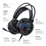 YESIDO EK06 Wired RGB Gaming Headset 40mm HD Speaker 360° Microphone Headphone for PC Computer