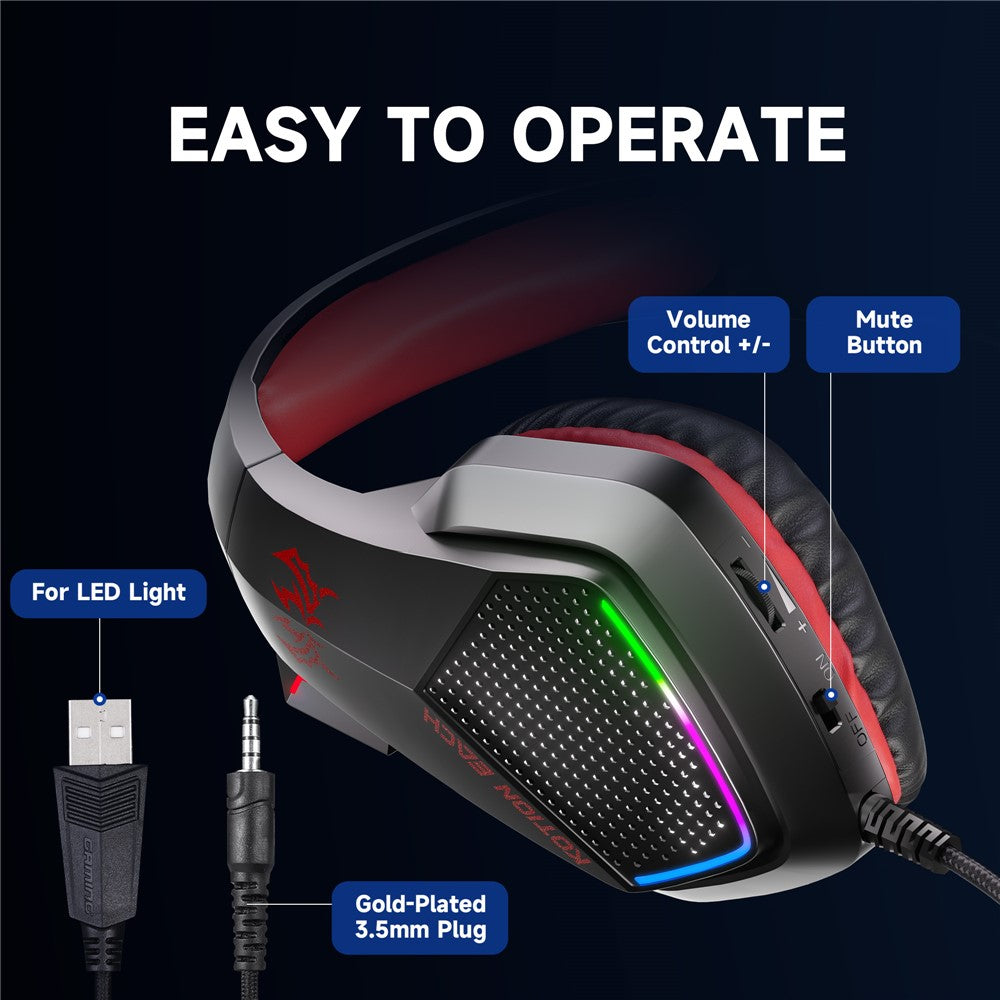 KOTION EACH G5000 Gaming Headset with Mic 7.1 Surround Sound RGB LED Headphones for PS4  /  PS5  /  PC  /  Xbox