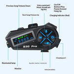 Q30 Pro Motorcykelhjelm med Blød Mikrofon Bluetooth-kompatibel Intercom 1000mAh LED-skærm IP56 Vandtæt Hjelmheadset