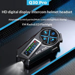 Q30 Pro Motorcykelhjelm med Blød Mikrofon Bluetooth-kompatibel Intercom 1000mAh LED-skærm IP56 Vandtæt Hjelmheadset