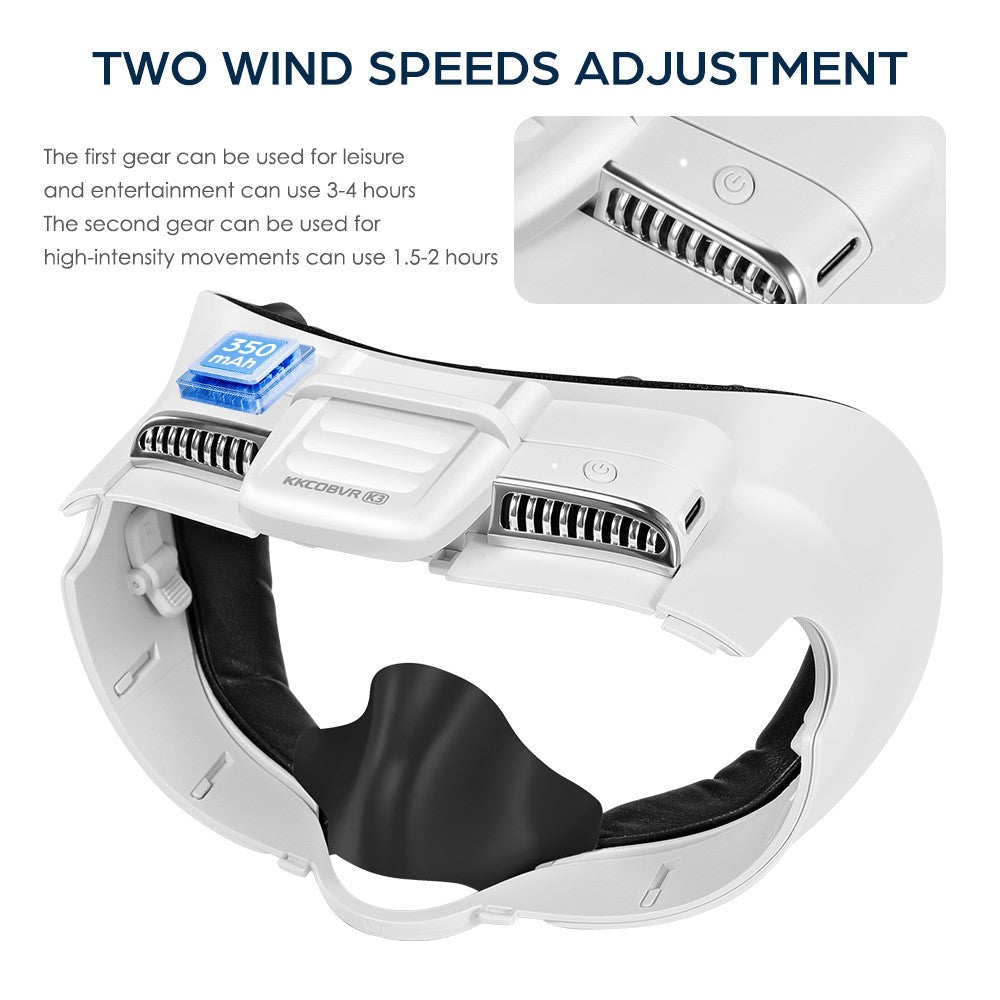 KKCOBVR K3 VR Headset Køleventilator Maske til Meta Quest 3 Anti-dug Ventilation Åndbart Ansigtsdækken