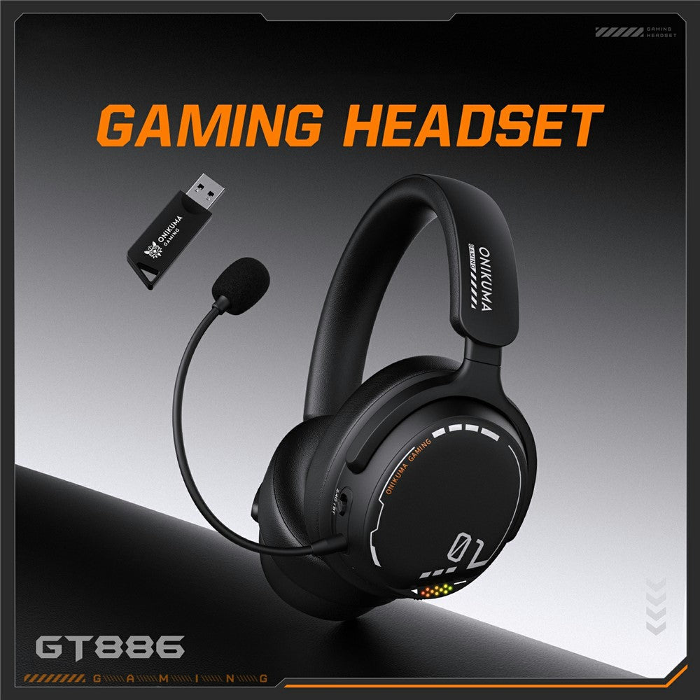 ONIKUMA GT886 Gaming Headset 2.4G Trådløs Bluetooth-kompatibel Kabelbaseret 3 Tilstande PC Hovedtelefon med Aftagelig Mikrofon