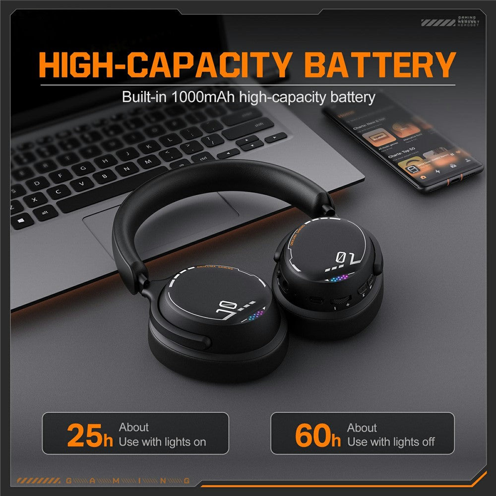 ONIKUMA GT886 Gaming Headset 2.4G Trådløs Bluetooth-kompatibel Kabelbaseret 3 Tilstande PC Hovedtelefon med Aftagelig Mikrofon