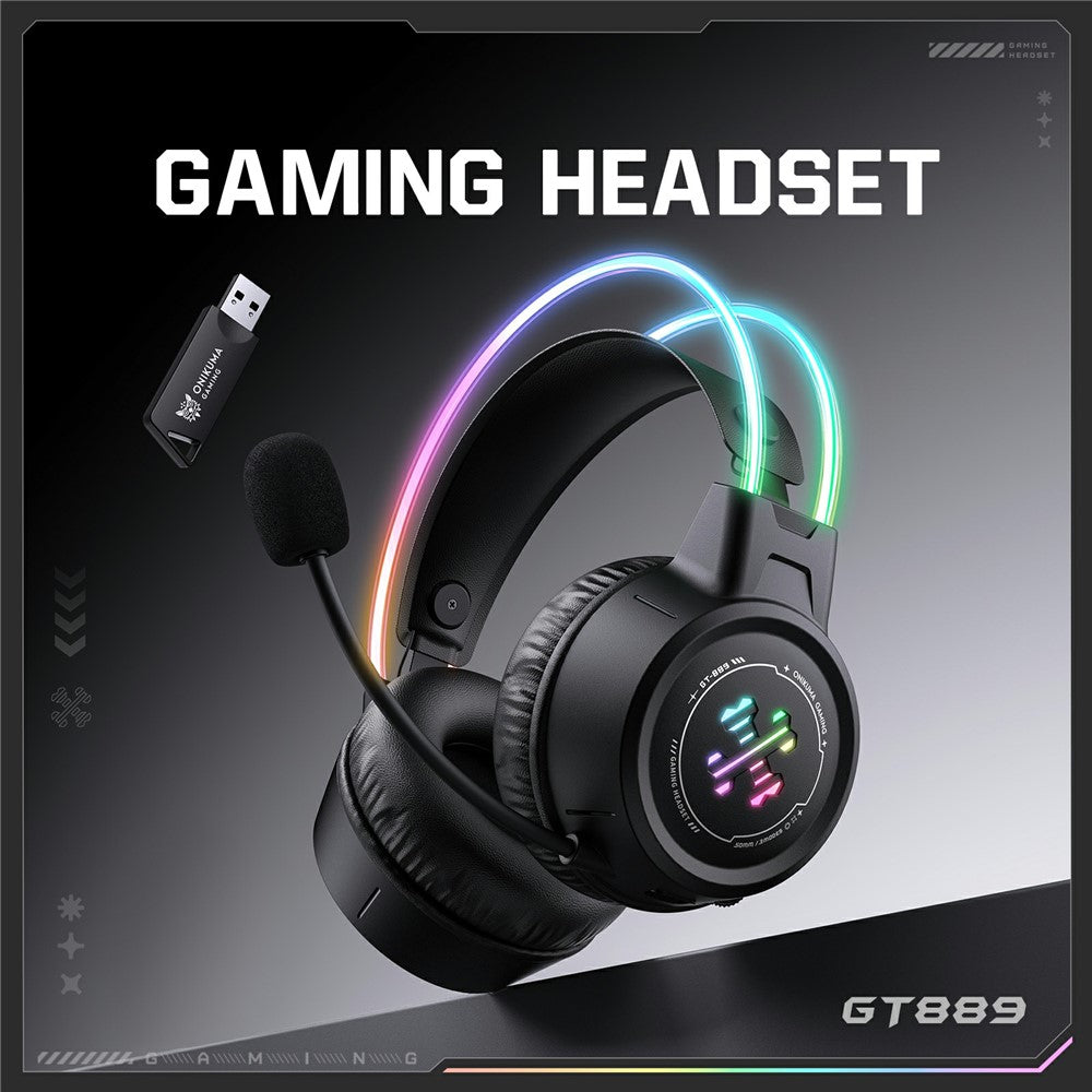 ONIKUMA GT889 Gaming Headset 2.4G Wireless Bluetooth-compatible Wired Triple-Mode RGB Lighting PC Headphones