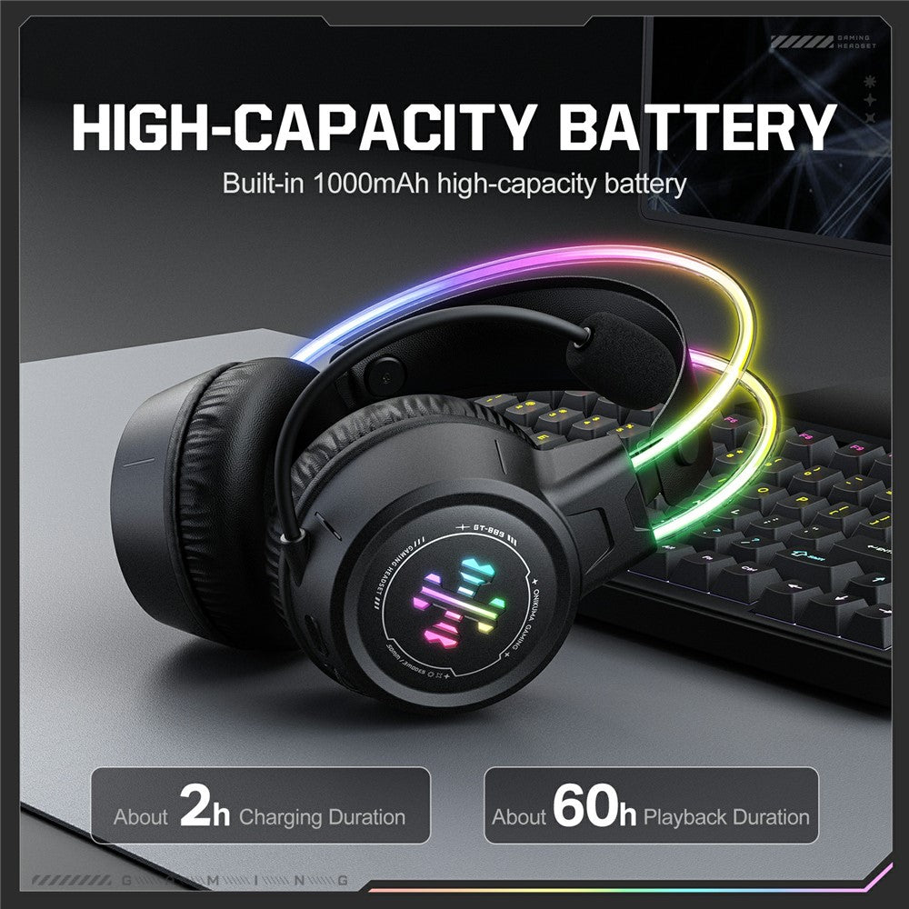 ONIKUMA GT889 Gaming Headset 2.4G Wireless Bluetooth-compatible Wired Triple-Mode RGB Lighting PC Headphones