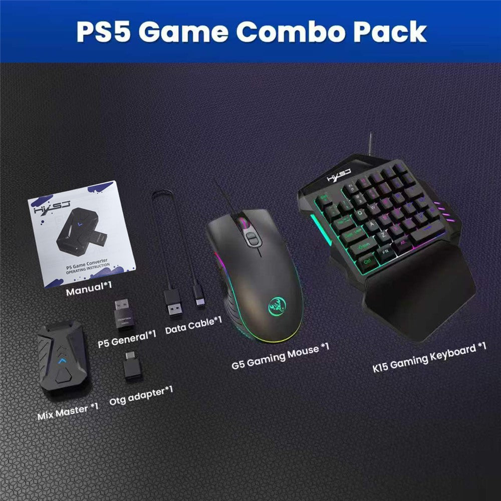 HXSJ P5+V100+A867 Gaming Tastatur Mus Konsol Controller Adapter Konverter Sæt til PS5 / PS4 / PS3 / Xbox One / Xbox 360 / Nintendo Switch