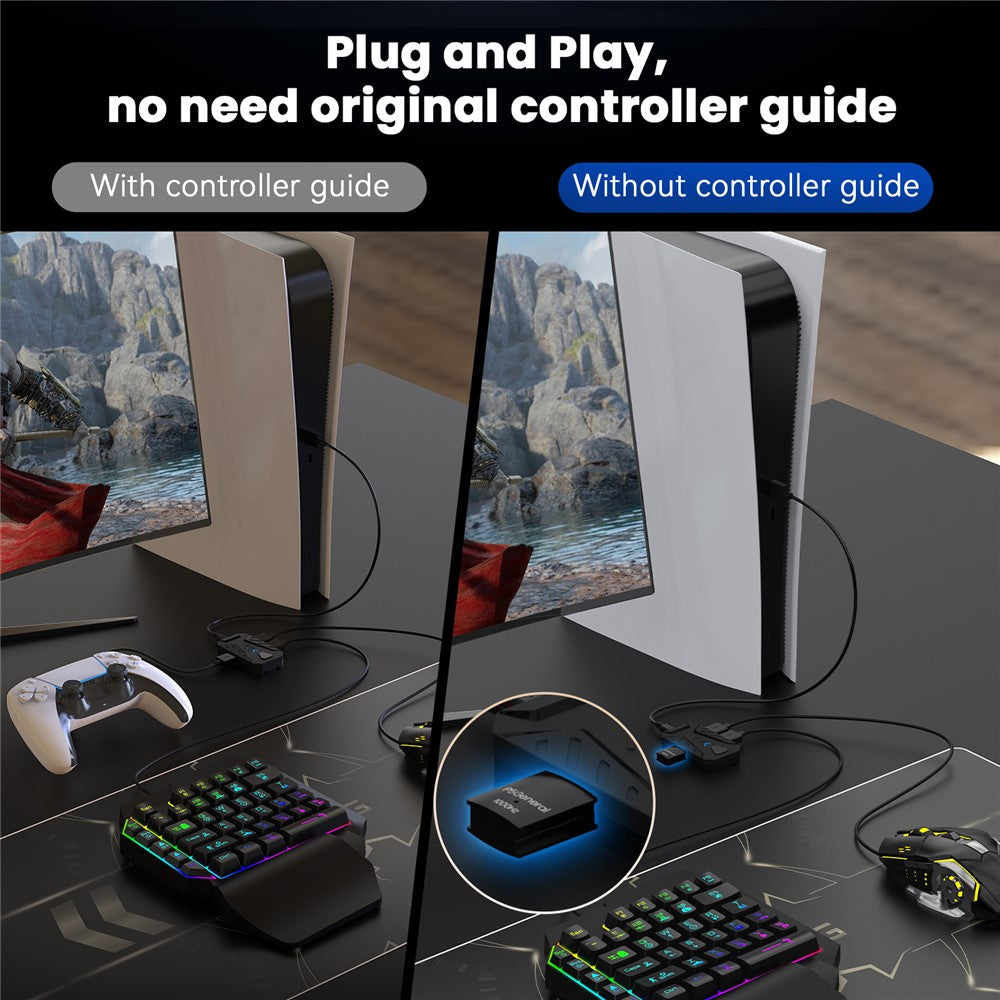 HXSJ P5+V100+A867 Gaming Tastatur Mus Konsol Controller Adapter Konverter Sæt til PS5 / PS4 / PS3 / Xbox One / Xbox 360 / Nintendo Switch