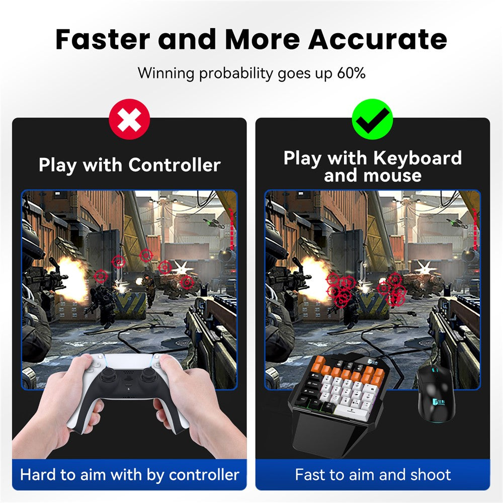 HXSJ P5+V100+A867 Gaming Tastatur Mus Konsol Controller Adapter Konverter Sæt til PS5 / PS4 / PS3 / Xbox One / Xbox 360 / Nintendo Switch