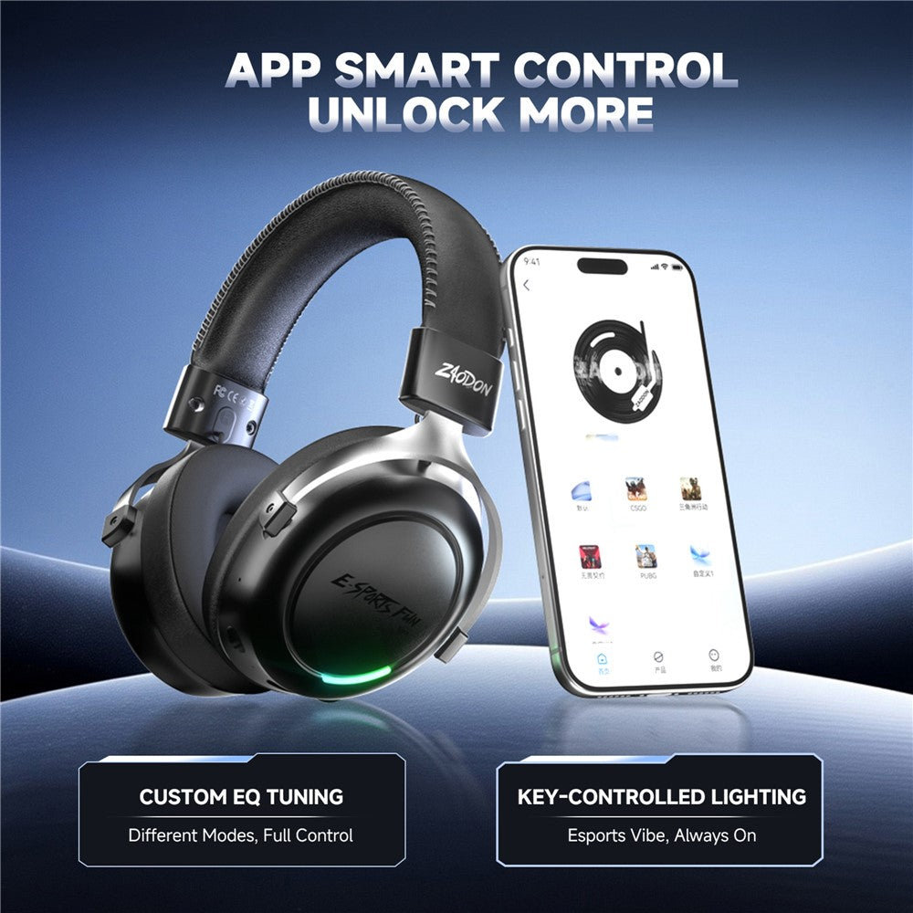 ZAODON LINX Gaming Headset 53mm Drivers 2000mAh 4-Mode Connectivity Bluetooth-compatible 6.0 Over-Ear Headphones