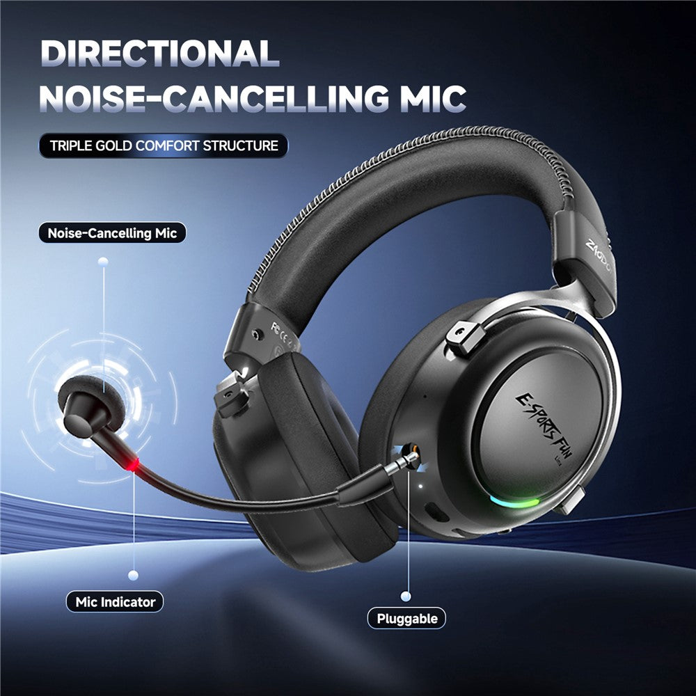 ZAODON LINX Gaming Headset 53mm Drivers 2000mAh 4-Mode Connectivity Bluetooth-compatible 6.0 Over-Ear Headphones