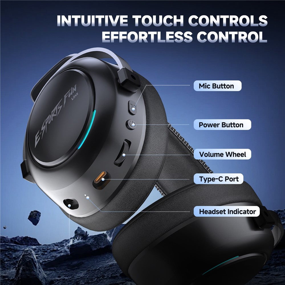 ZAODON LINX Gaming Headset 53mm Drivers 2000mAh 4-Mode Connectivity Bluetooth-compatible 6.0 Over-Ear Headphones