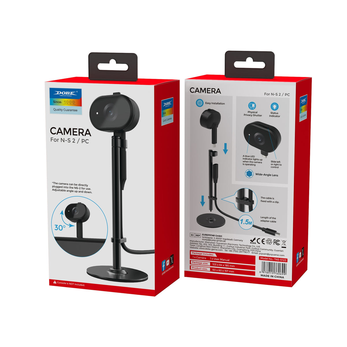 DOBE FOMIS ELECTRONICS TNS-51123 For Nintendo Switch 2 Type-C Camera 1080P 128.1 Degree Wide Angle Camera